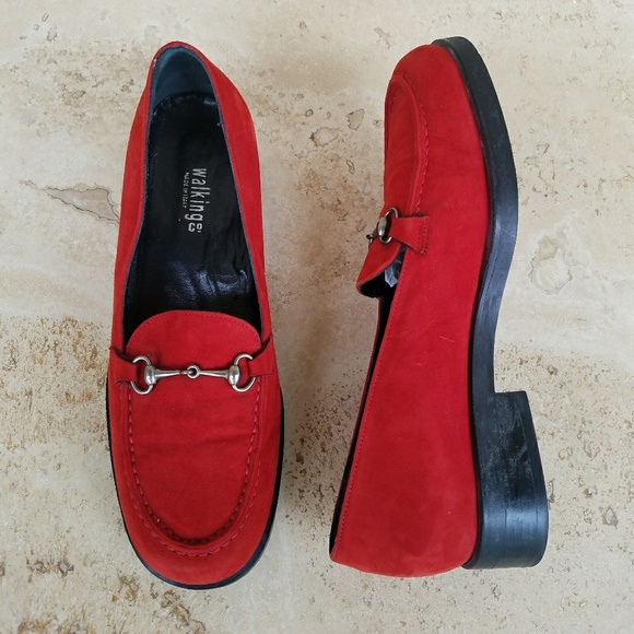 Walking Co Shoes - Walking Co Cherry Red Suede Italian Loafers